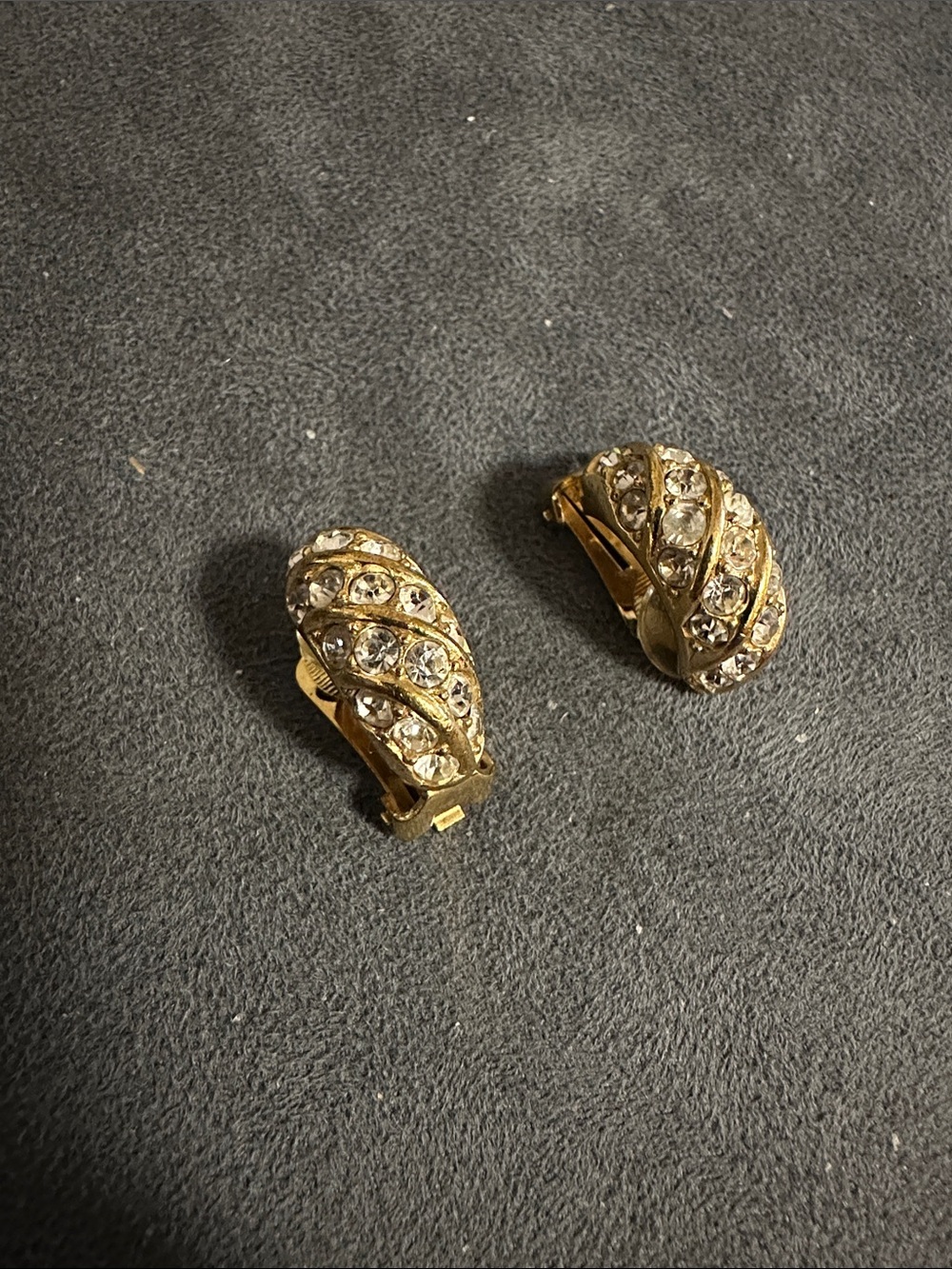 Dior Gold-Tone Clip-On Earrings with Clear Crystals PREOWNED.